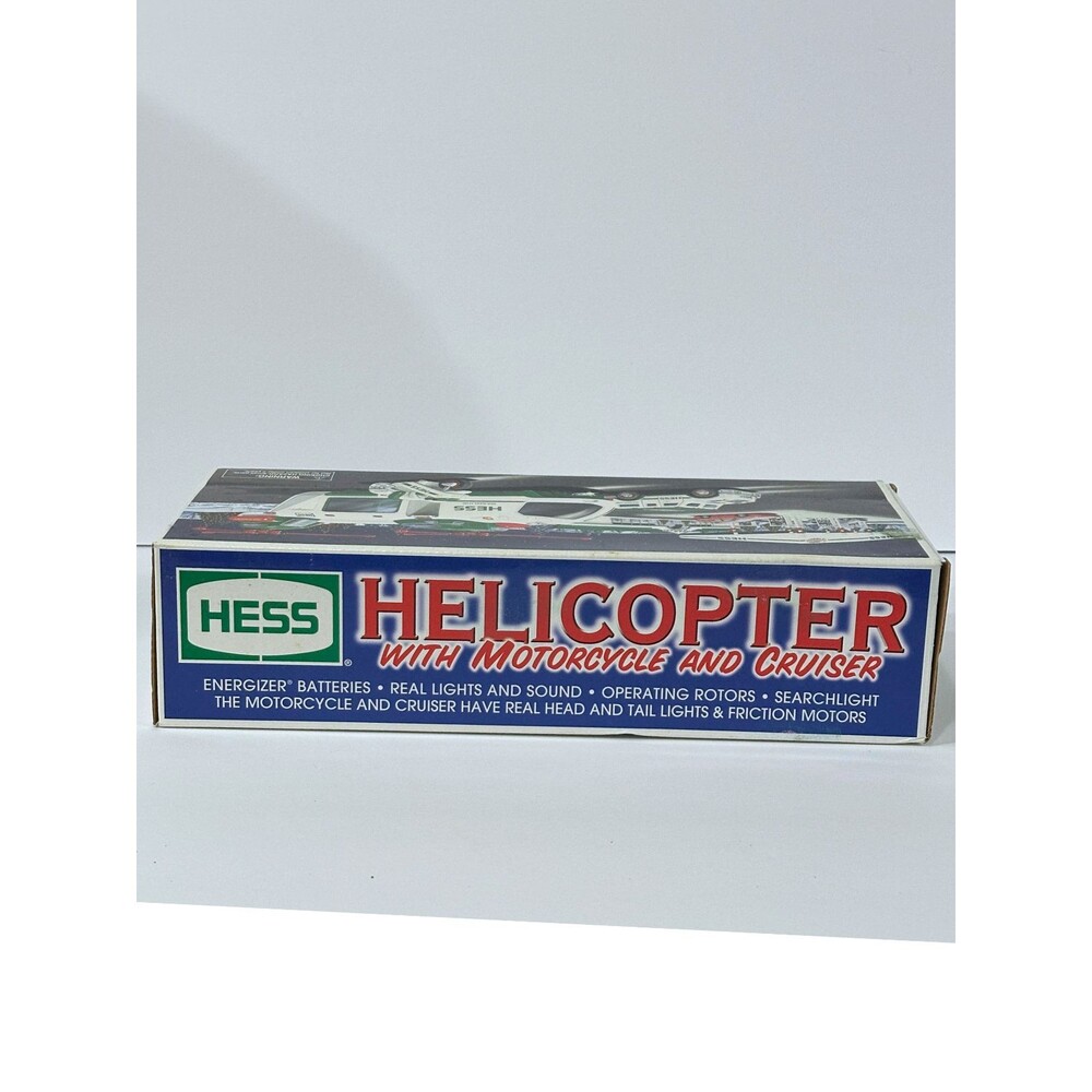 New In Box Hess 2001 Toy Helicopter with Motorcycle and Cruiser